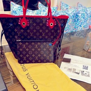 2015 totem flamingo Neverfull mm tote with pouchette